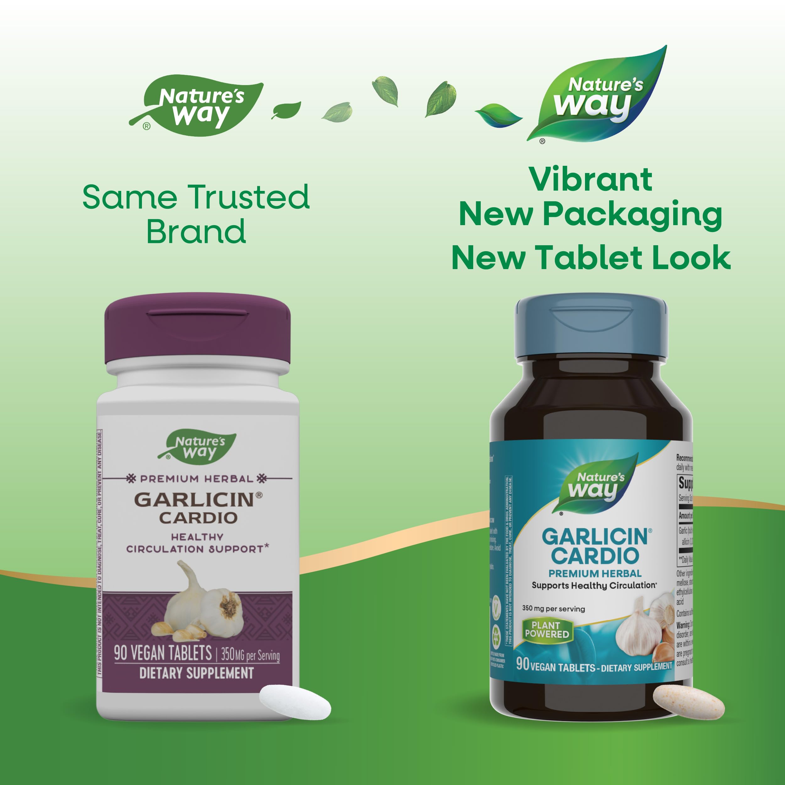 Garlicin Cardio Premium tablets showing 350 mg per serving