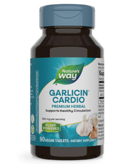 Bottle of Nature’s Way Garlicin Cardio Premium Herbal 350 mg per serving, 90 tablets