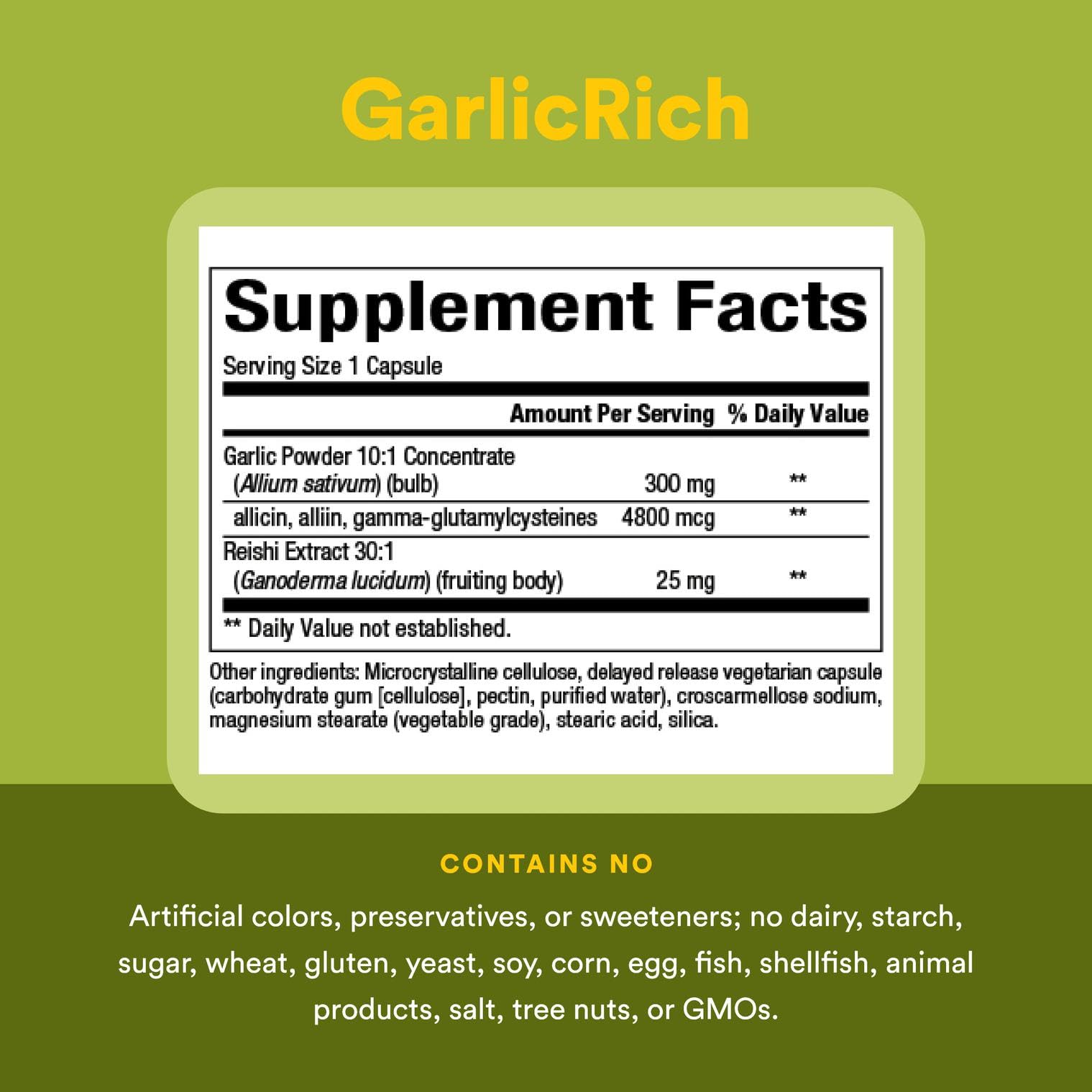 Graphic showing 30:1 organic reishi mushroom extract used in GarlicRich