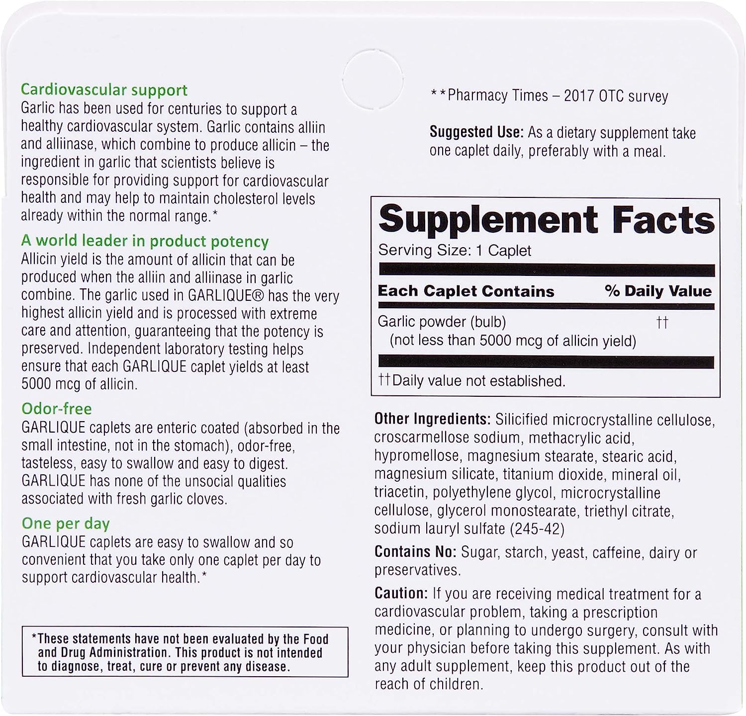 Close-up of Garlique Garlic Caplets