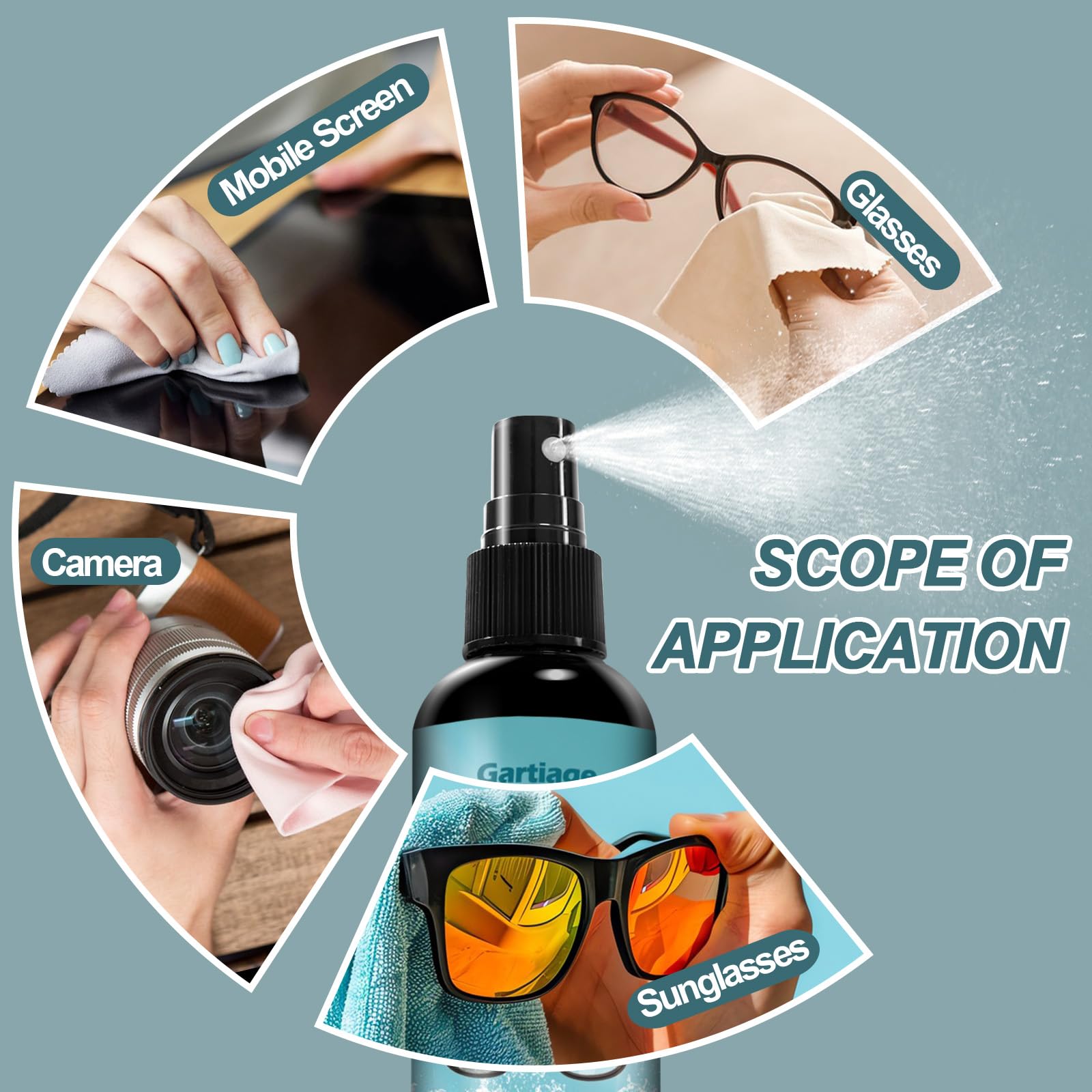 Glasses being cleaned with the Gartiage kit