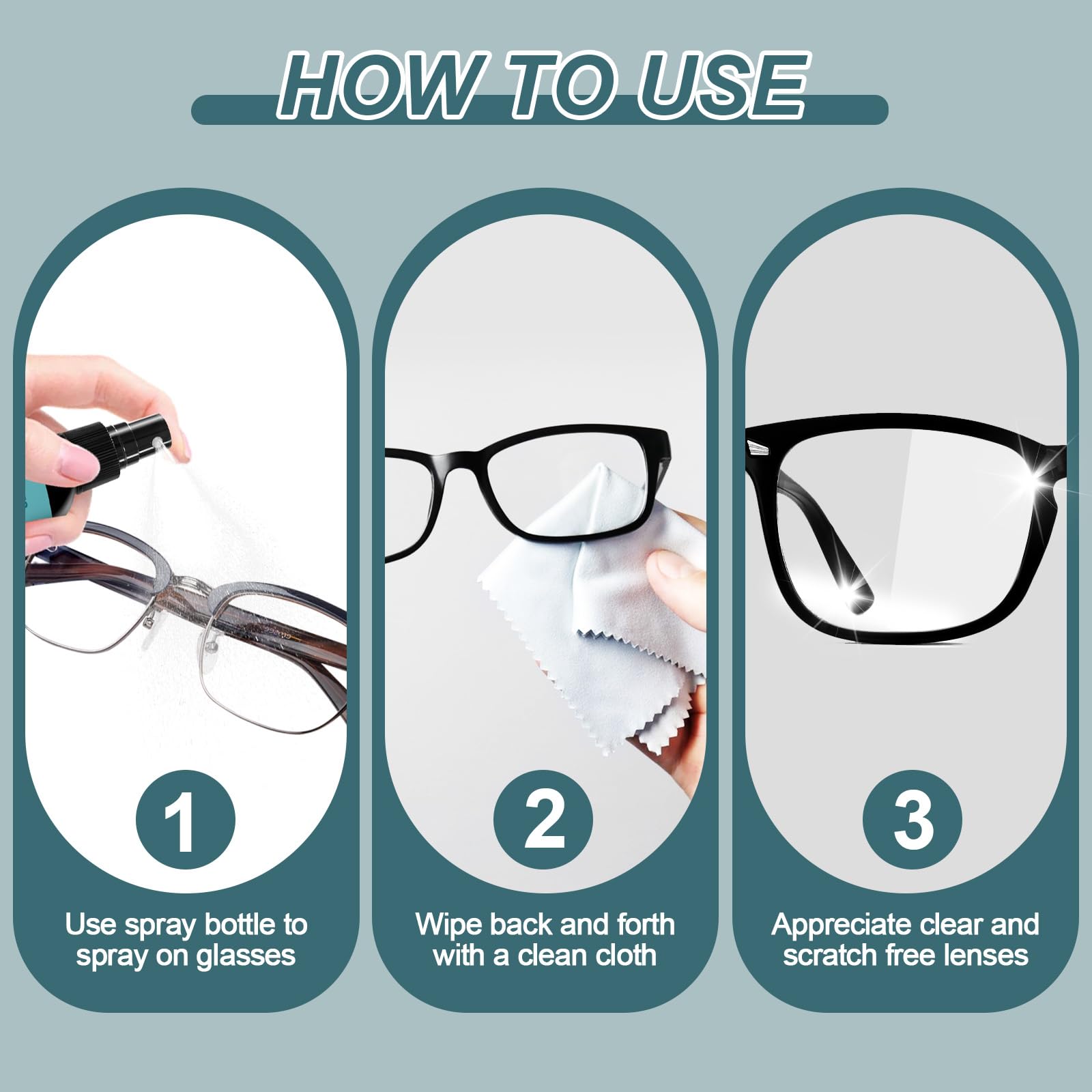Compact 2-piece Gartiage eyeglass cleaning kit