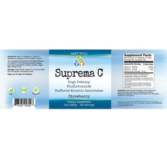 Close-up of Suprema C Strawberry Powder being mixed in a glass