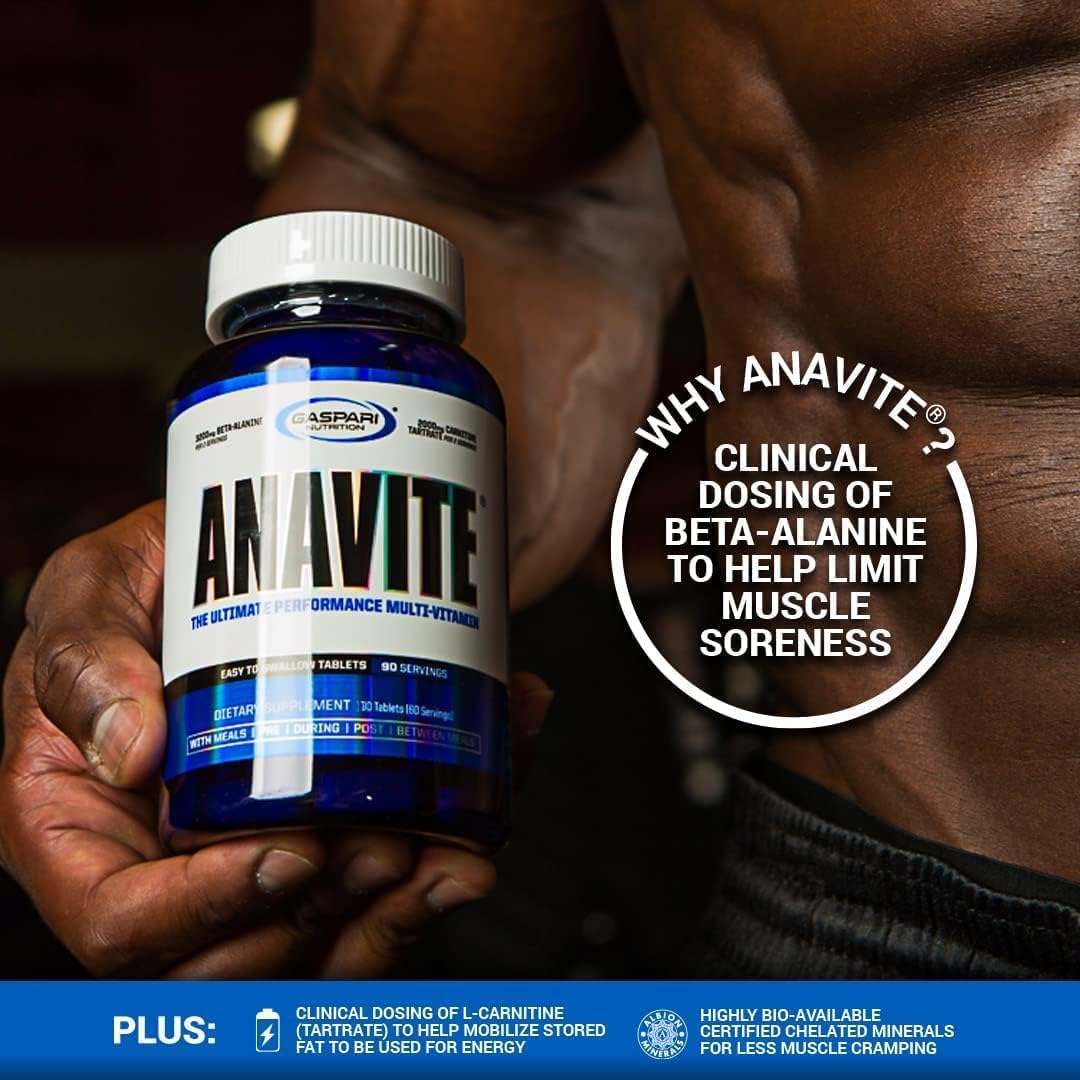 Close-up of Gaspari Anavite bottle and label