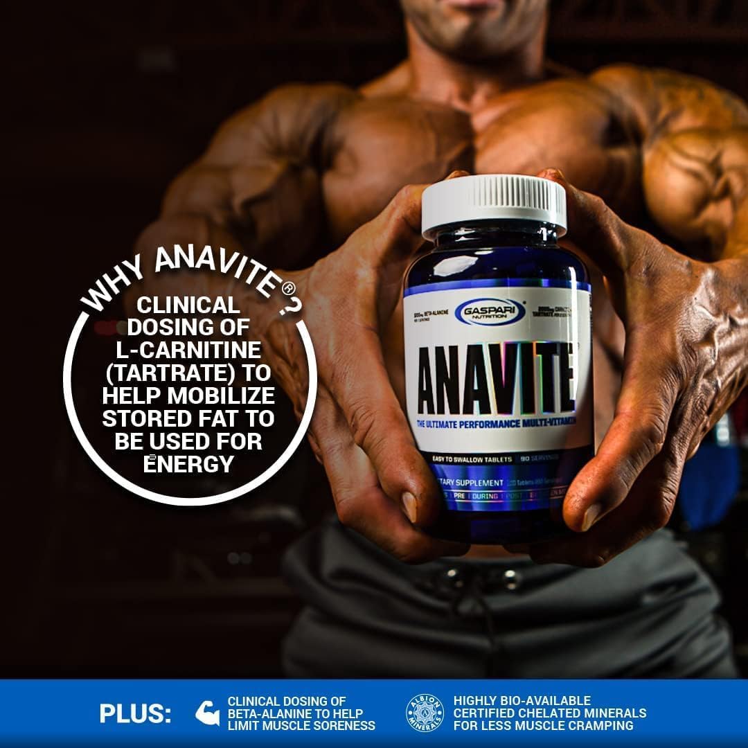 Person taking Gaspari Anavite supplement during workout