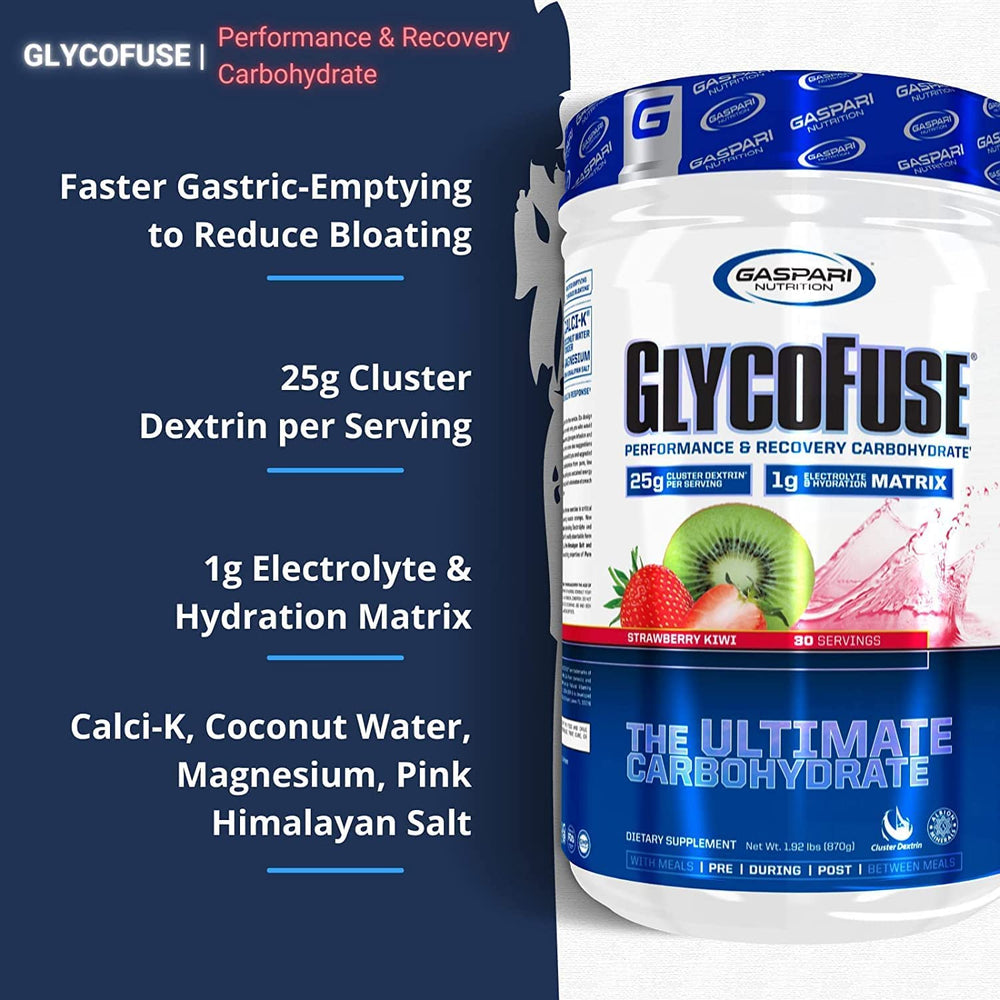 Gaspari Glycofuse label front highlighting flavor and serving details