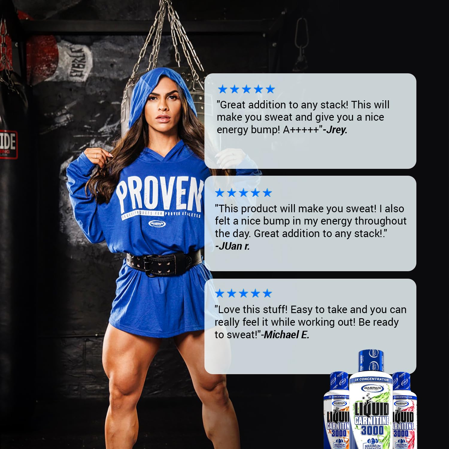 Gaspari Nutrition Liquid L-Carnitine 3000 dispensing image suggests easy use