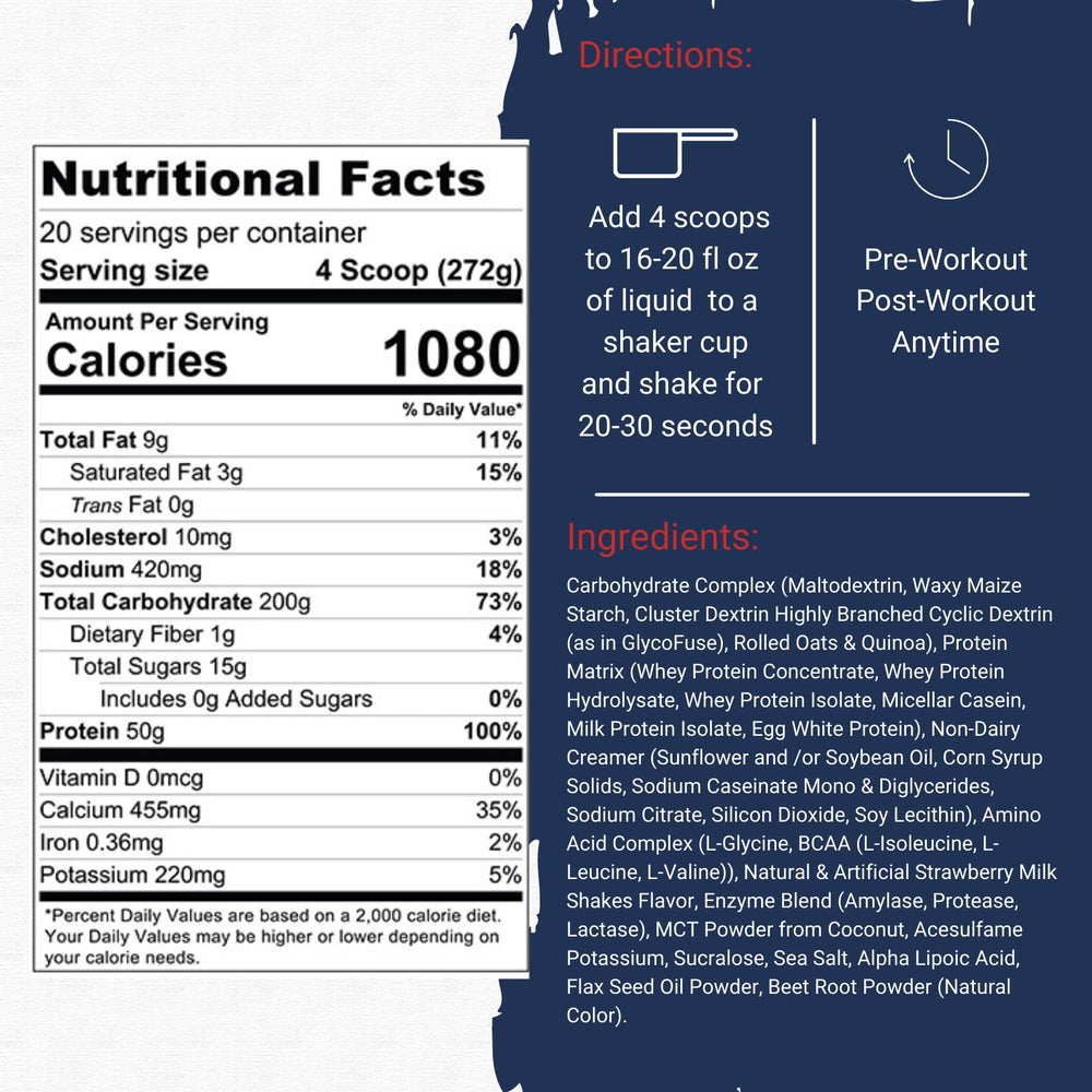 Gaspari Real Mass scoop with powder for serving size visualization.