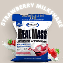 Creamy Real Mass Strawberry Milkshake being poured into a glass.