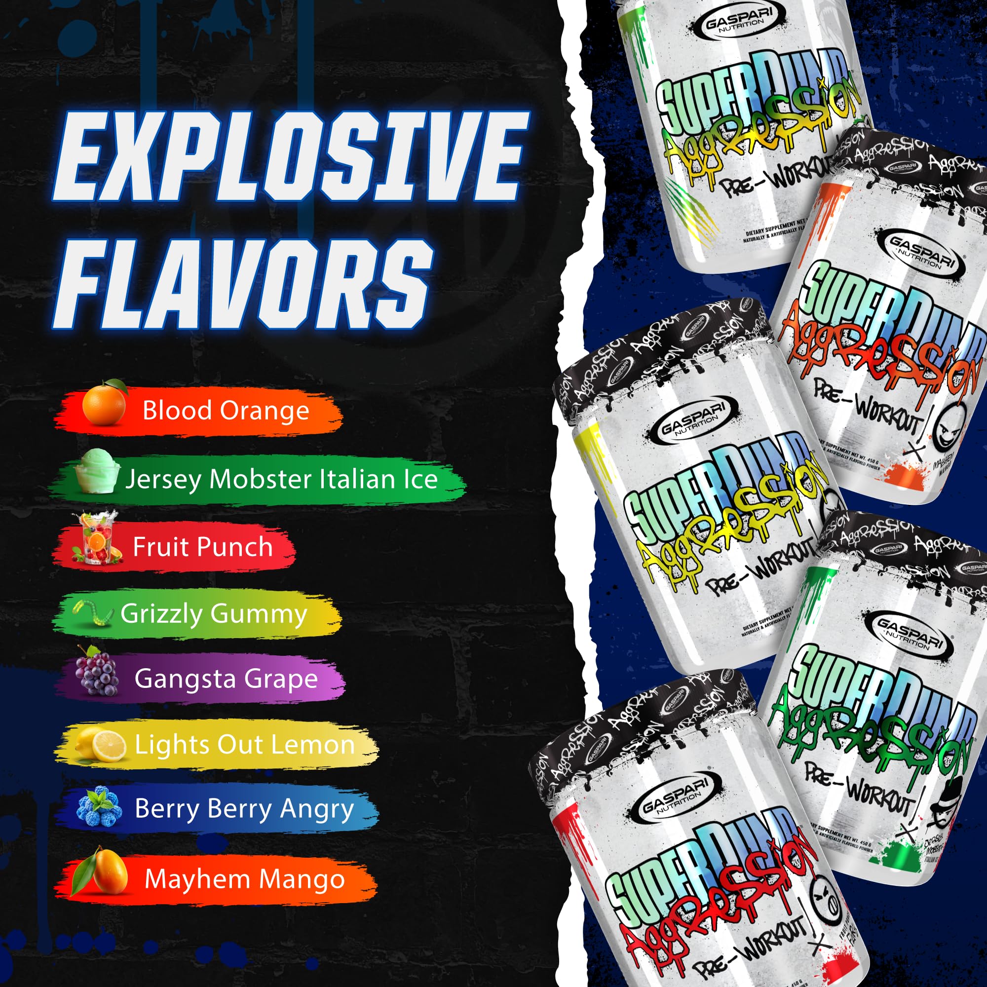 Gaspari Nutrition SuperPump Aggression Mayhem Mango can ready to mix for workouts.