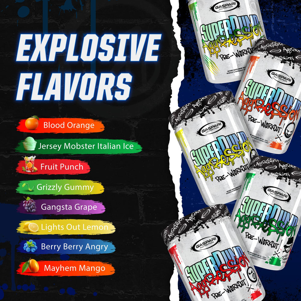 Gaspari Nutrition SuperPump Aggression Mayhem Mango can ready to mix for workouts.