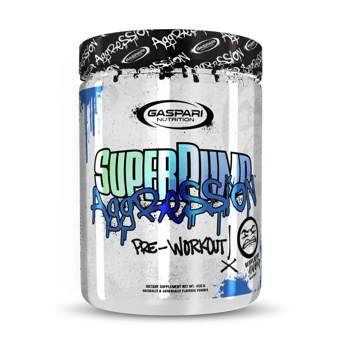 Gaspari Nutrition SuperPump Aggression tub front signals energy-boosting pre-workout support