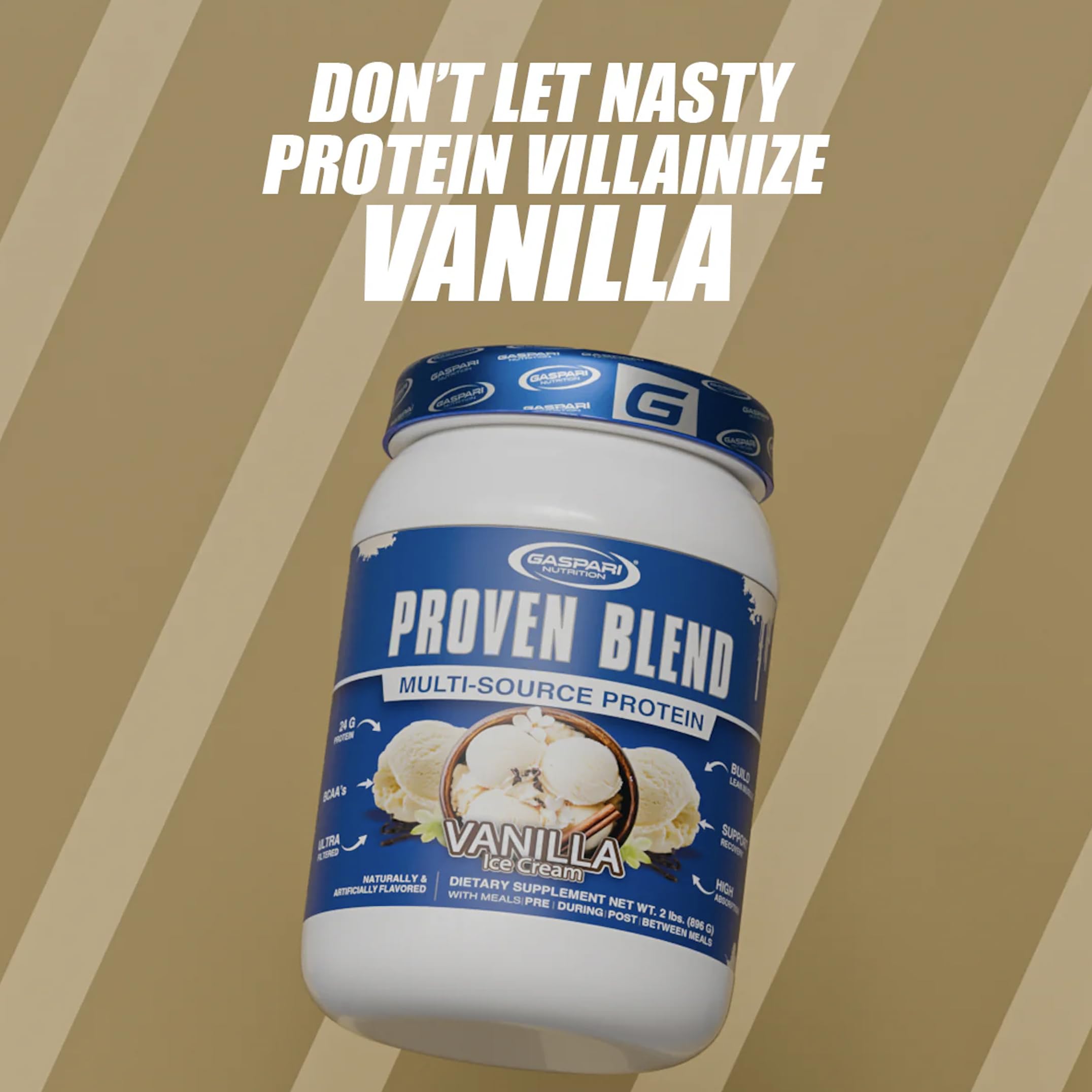 Gaspari Nutrition Proven Blend whey concentrate powder invites easy, versatile mix for daily protein.