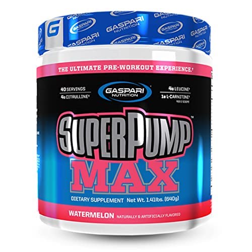 Gaspari SuperPump MAX tub on gym shelf signals a trusted performance booster
