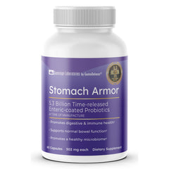 Front view of GastroDefense Stomach Armor bottle