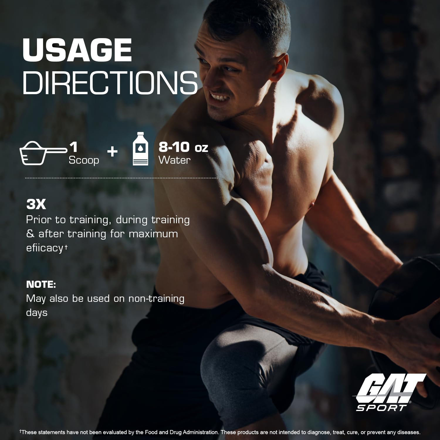 GAT SPORT Flexx EAAs + Hydration trainer bag scene highlights portable workout hydration.
