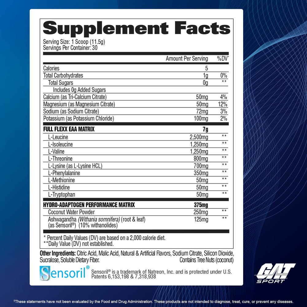 GAT SPORT Flexx EAAs + Hydration trainer bag scene highlights portable workout hydration.