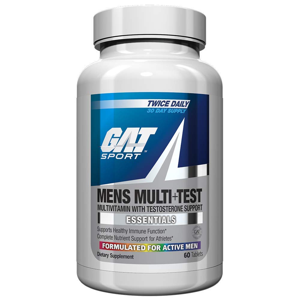 Front view of GAT SPORT Men's Multi + Test bottle (60 count)