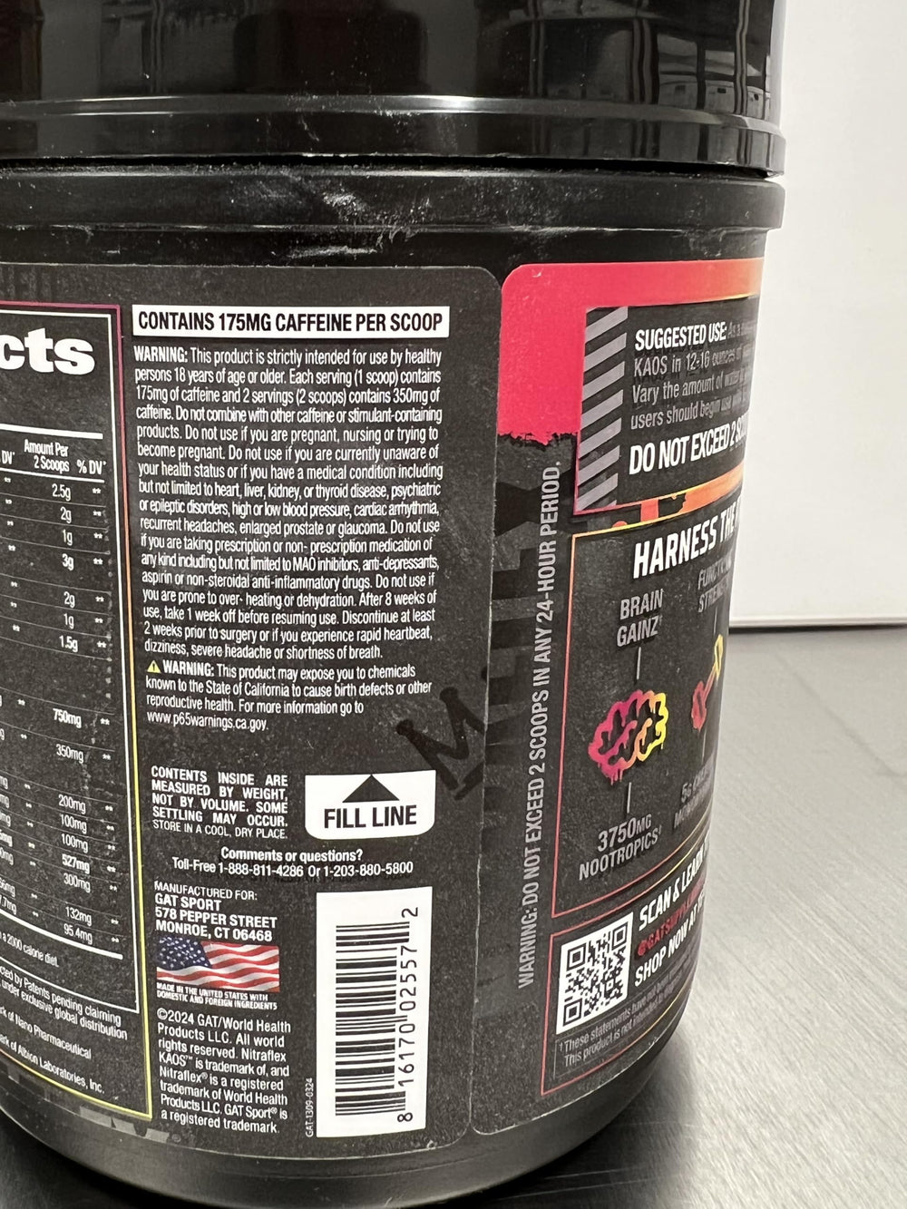 GAT SPORT Nitraflex KAOS Berry Lemonade shaker blending for quick hydration