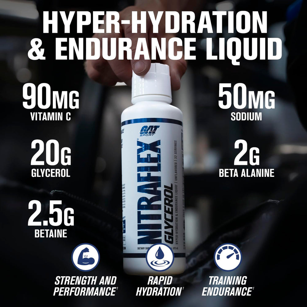 GAT SPORT Nitraflex measuring scoop demonstrates precise dosing for consistent hydration.