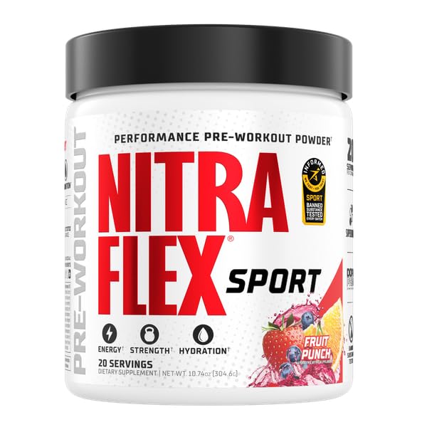 GAT SPORT Nitraflex Sport fruit punch tub boosts clean energy for workouts.