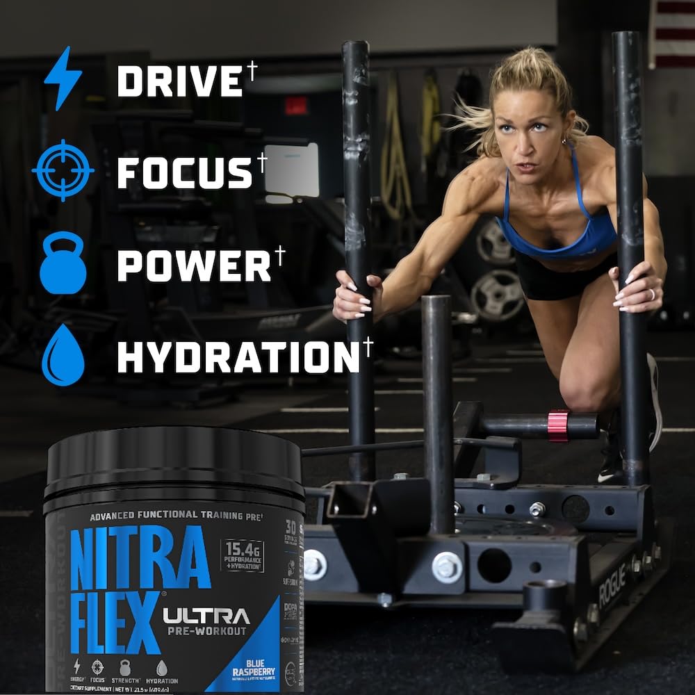 Nitraflex Ultra scoop ready to mix for pre-workout use.