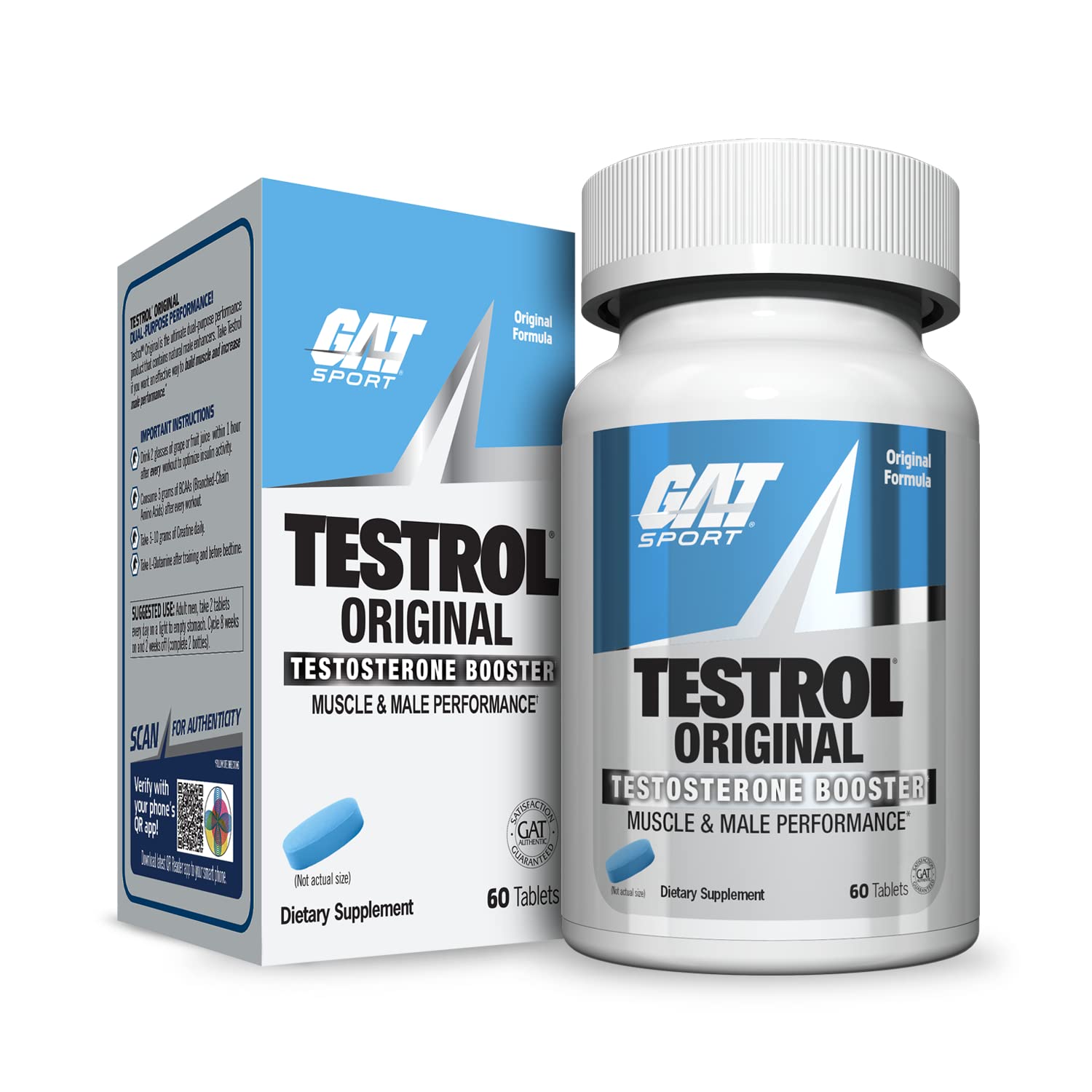 GAT SPORT Testrol bottle front view signaling vitality-boosting formula for performance