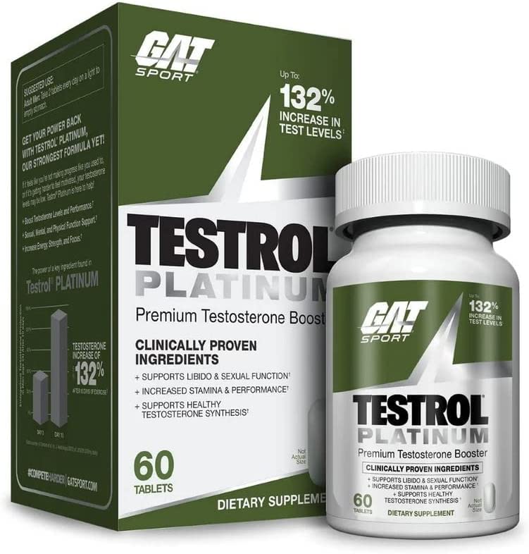 GAT SPORT Testrol Platinum capsules close-up highlighting athletic stamina and recovery use