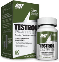 GAT SPORT Testrol Platinum capsules close-up highlighting athletic stamina and recovery use