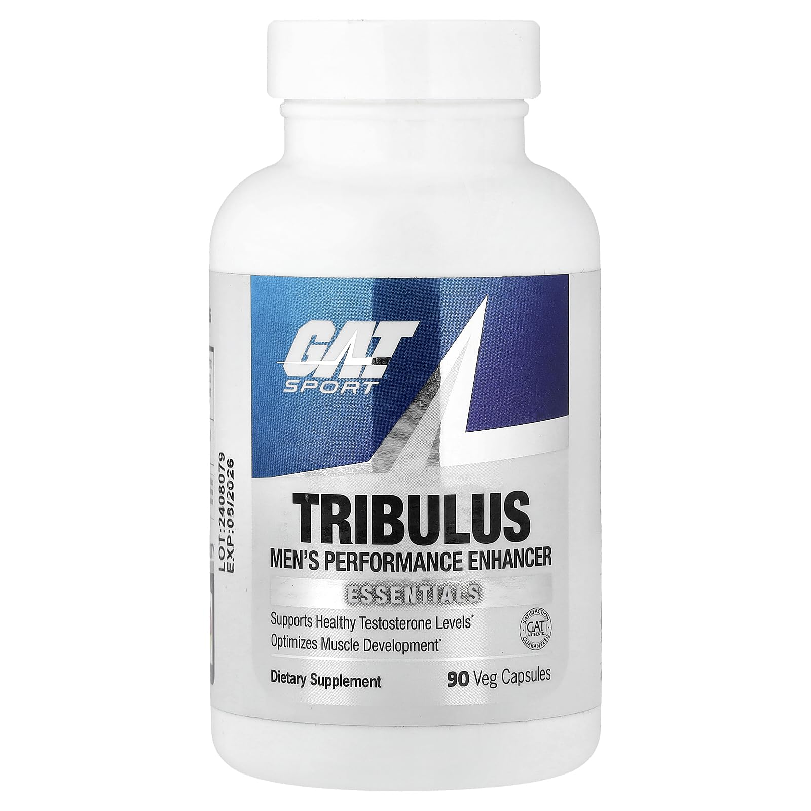 GAT Tribulus Capsules bottle front view, 90 count