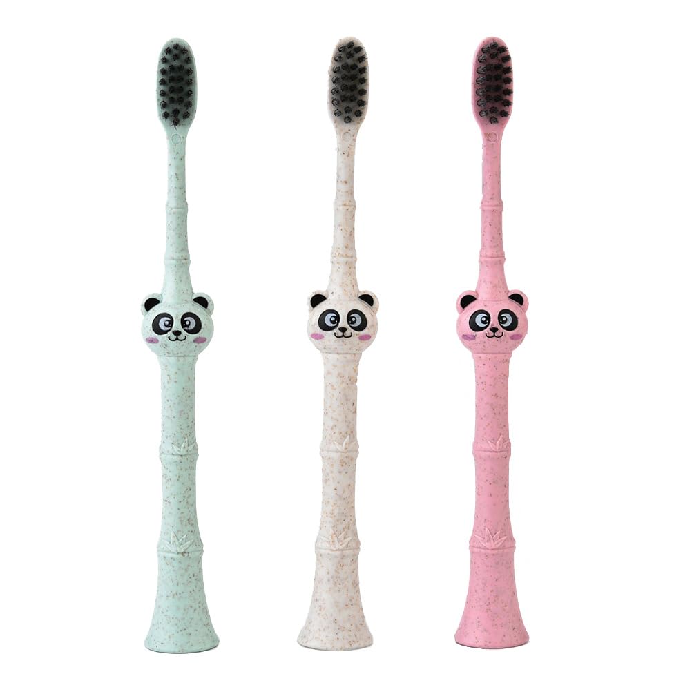 Gatuida Panda Toothbrush for Kids - front view with soft bristles