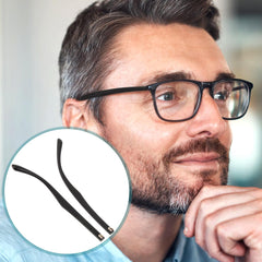 Close-up of silicone titanium temple tips for eyeglasses