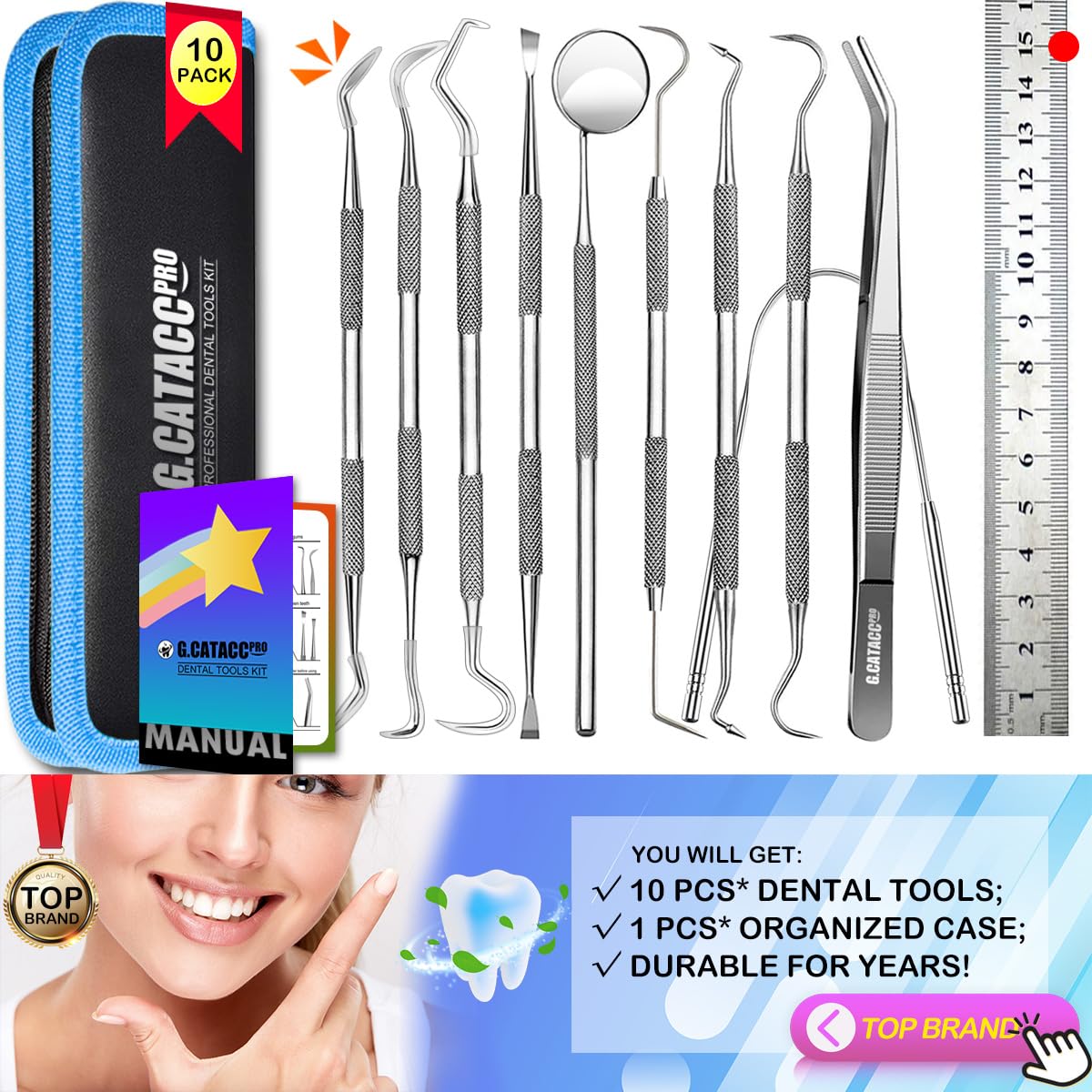 Dishwasher-safe stainless steel dental tools for easy cleaning