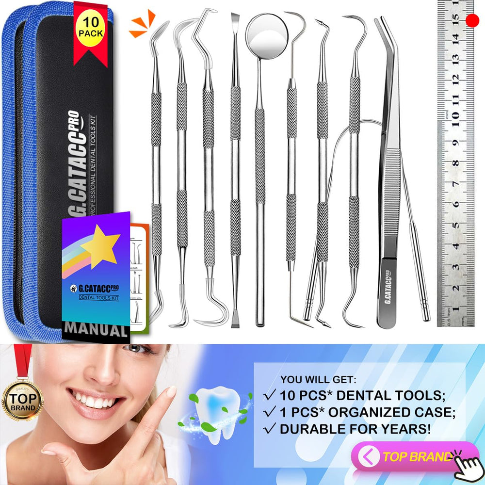 Travel-ready G.CATACC 10-pack dental tools neatly organized
