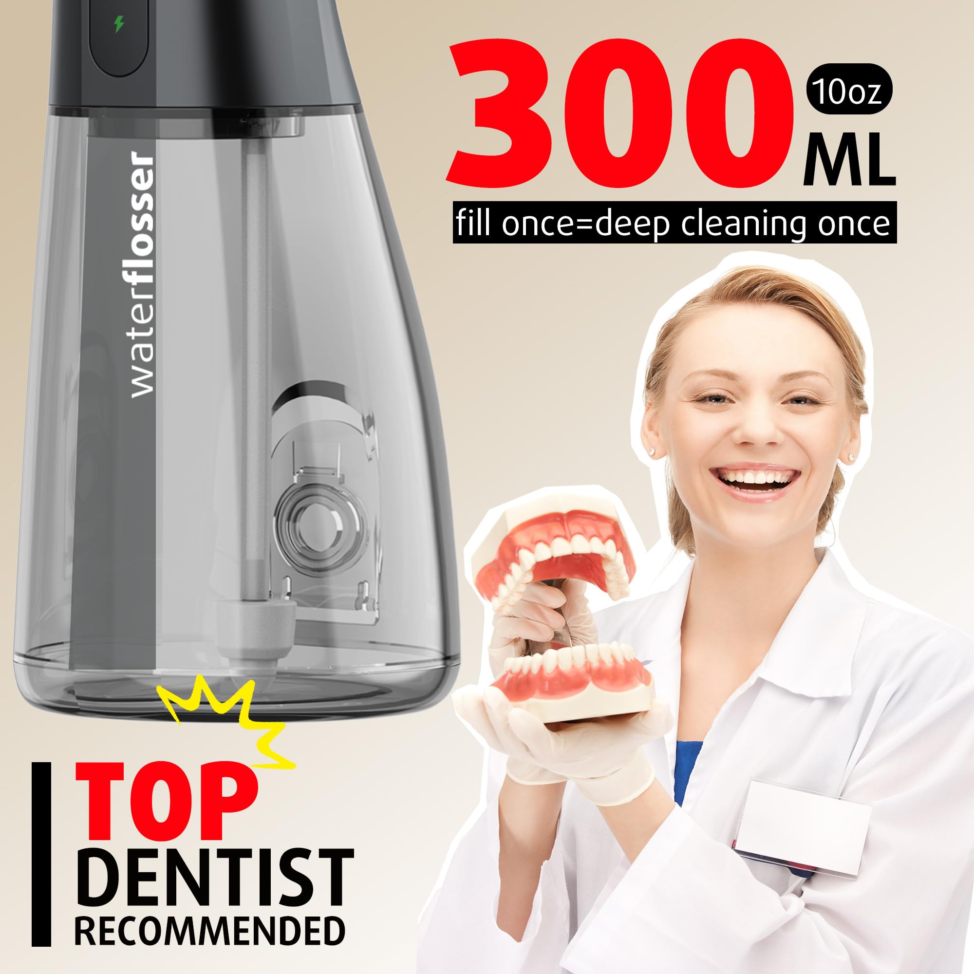 Water stream targeting teeth and braces for cleaning