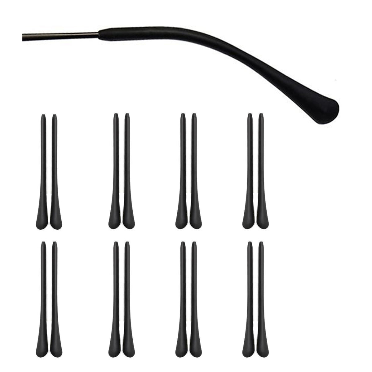 Gdnmpat 8 pairs eyeglass end tips in black, anti-slip silicone