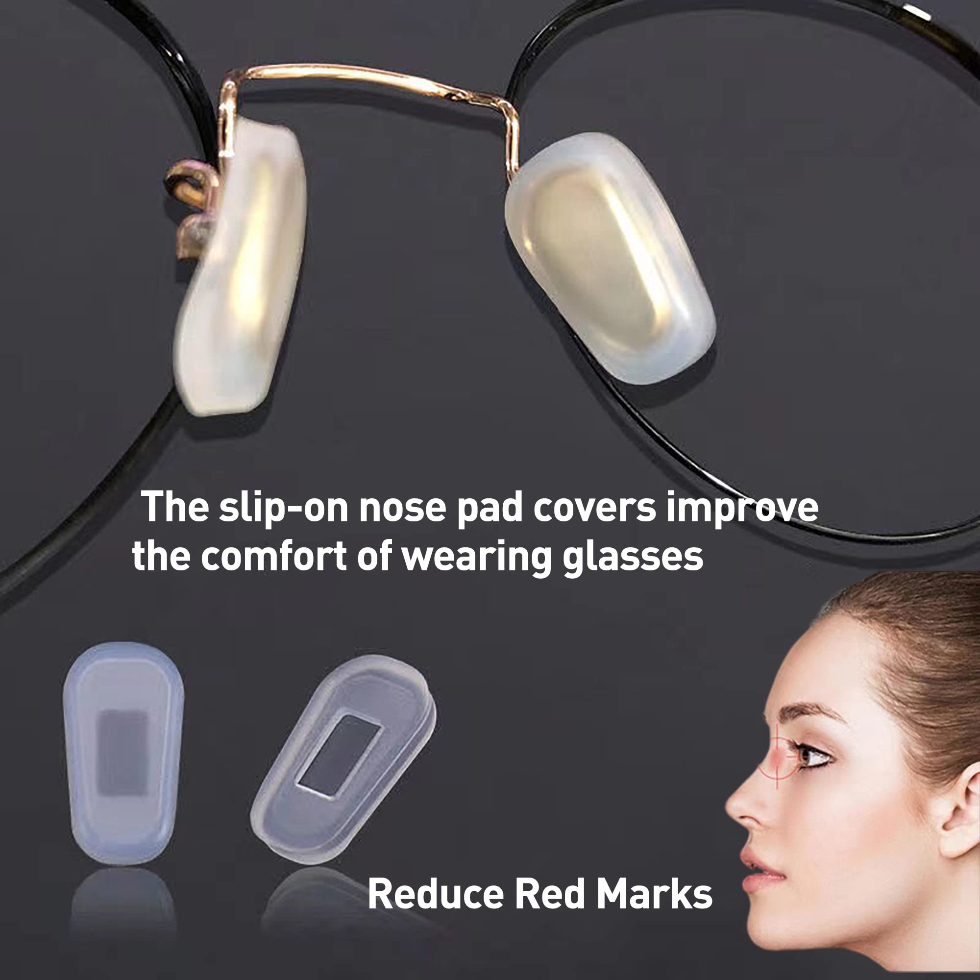 Close-up of silicone nose pad covers showing anti-slip texture