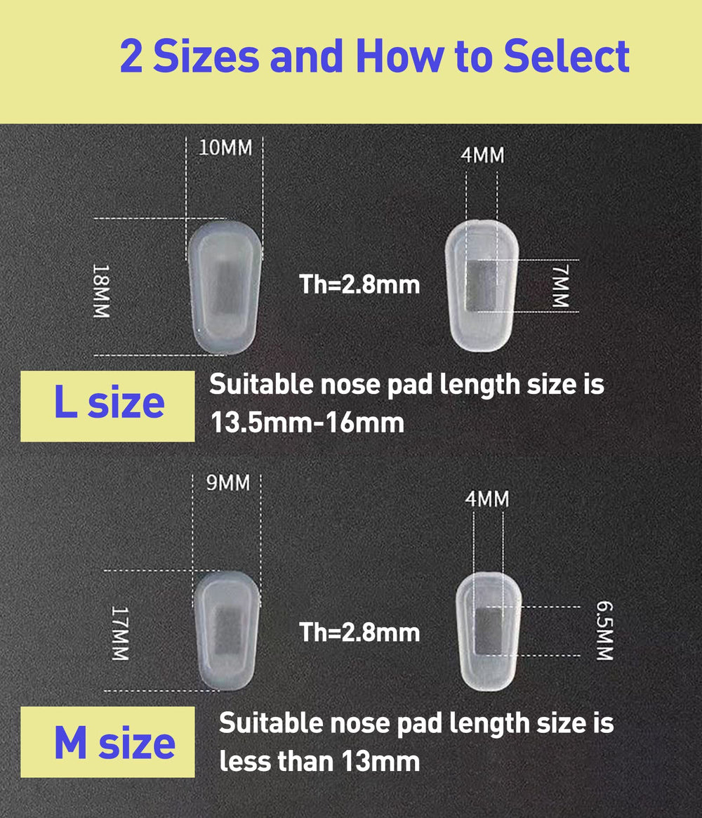 Nose pads attached to the glasses nose bridge
