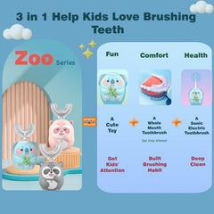 Geacker Kids toothbrush showing 5 replaceable heads