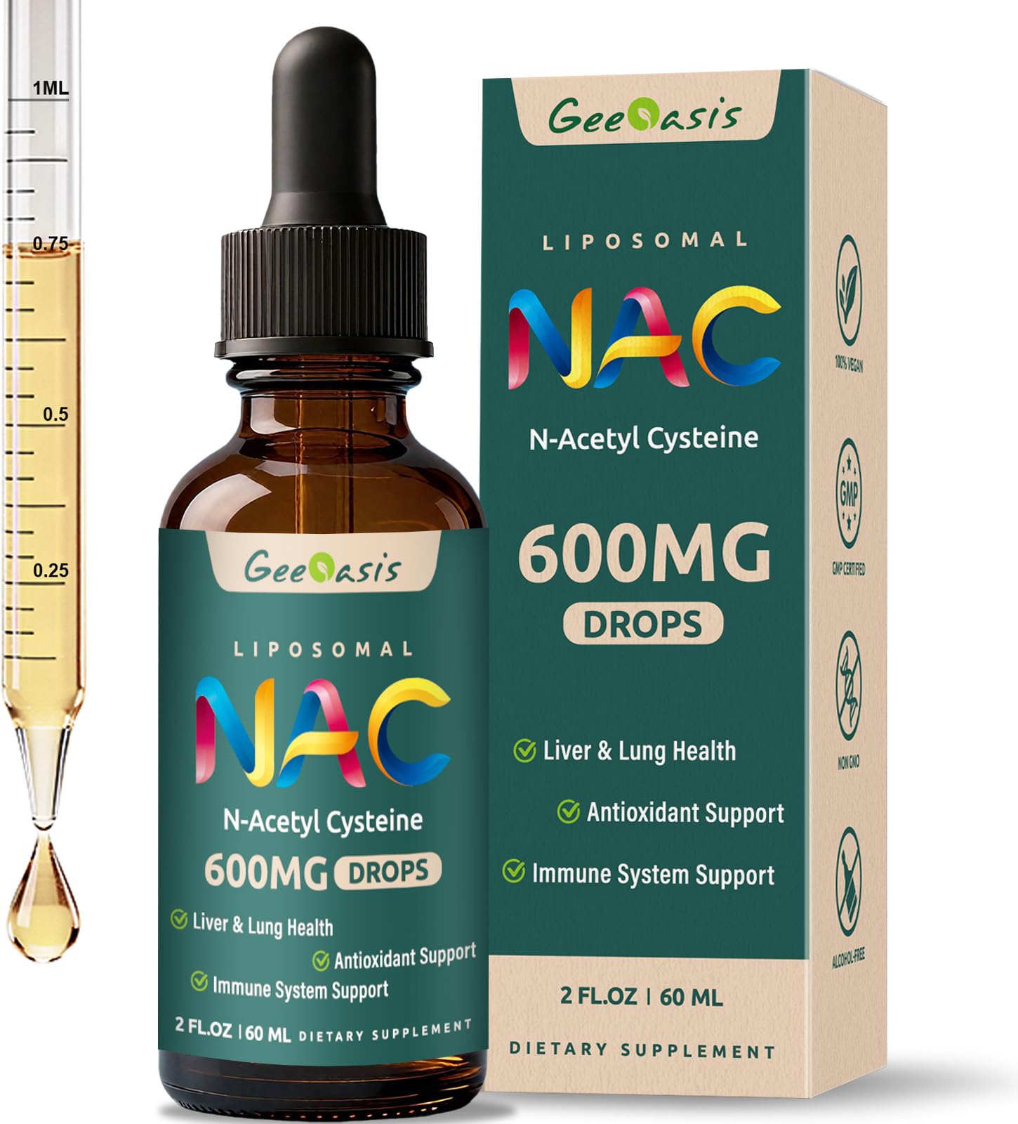 Geeoasis liposomal NAC drops bottle 600 mg