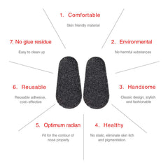 Close-up of foam nose pad with adhesive backing (black)