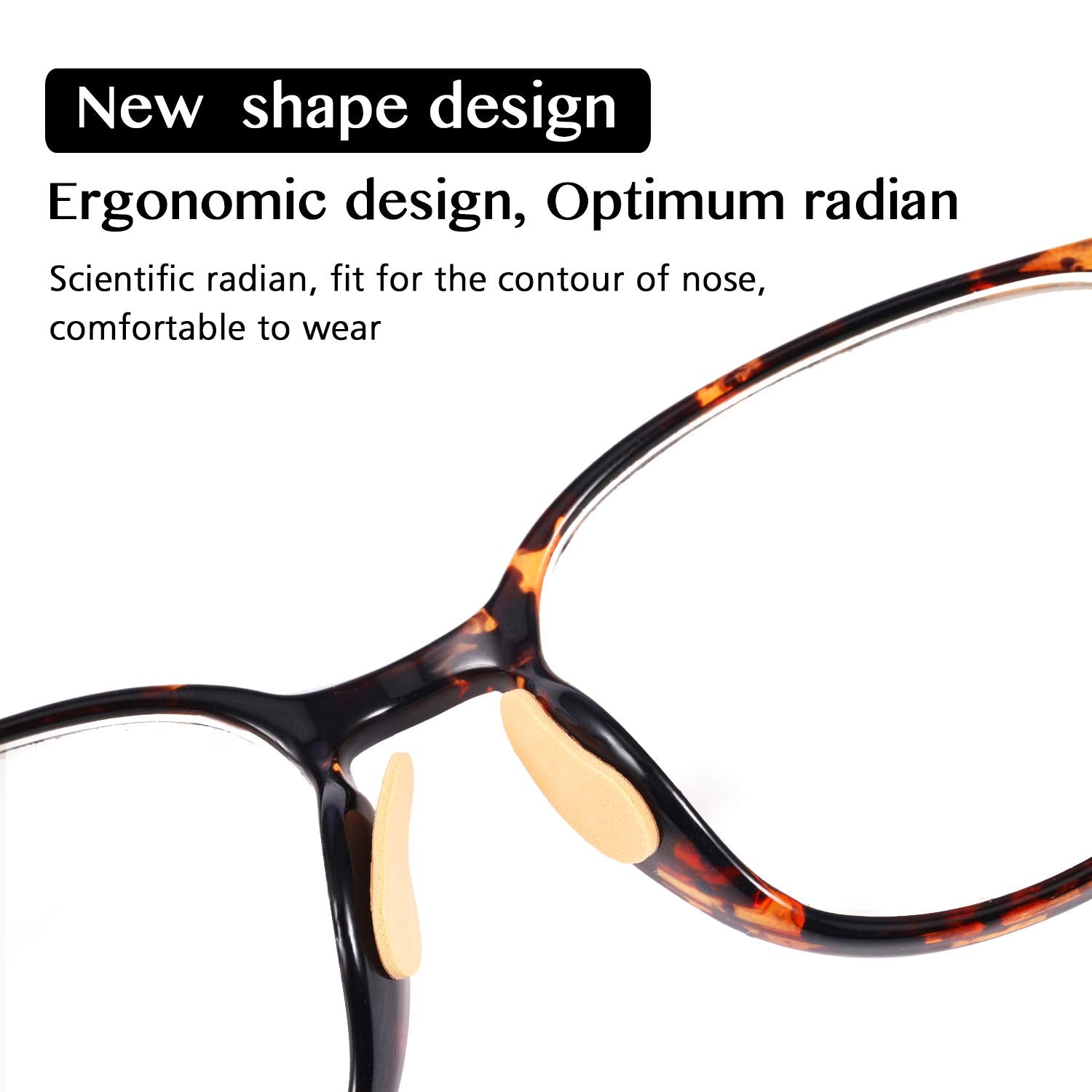 Nude color nose pads installed on glasses
