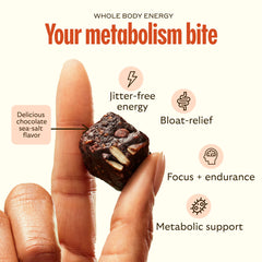 GEM Energy Bite green tea caffeine ingredient imagery hints at natural energy.