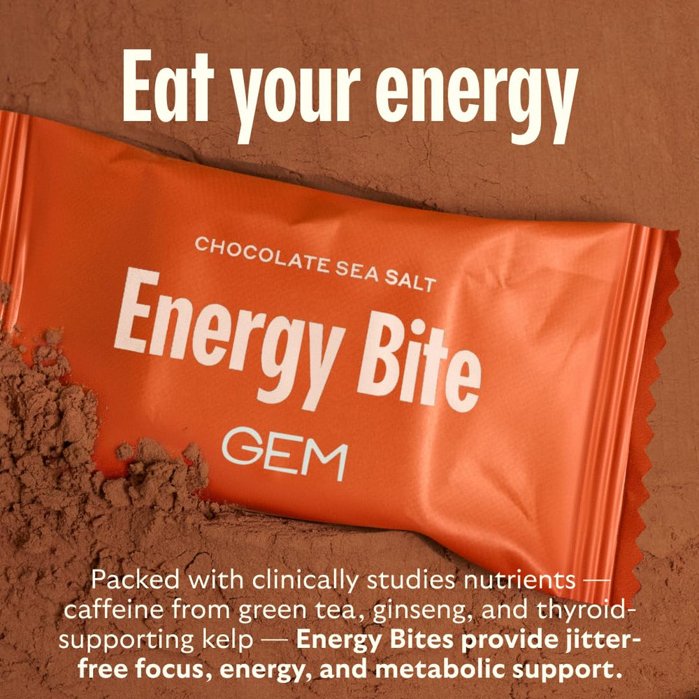 GEM Energy Bite hand-held snack for on-the-go focus.
