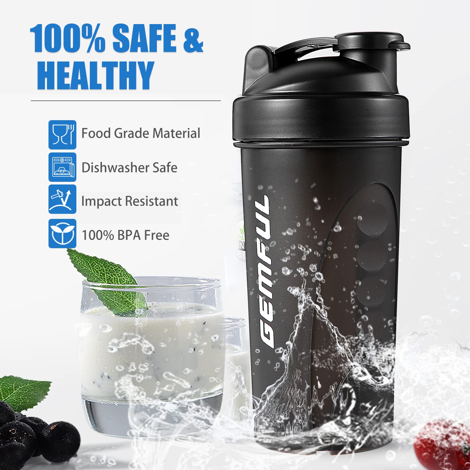 GEMFUL shaker ergonomic grip for secure workout handling