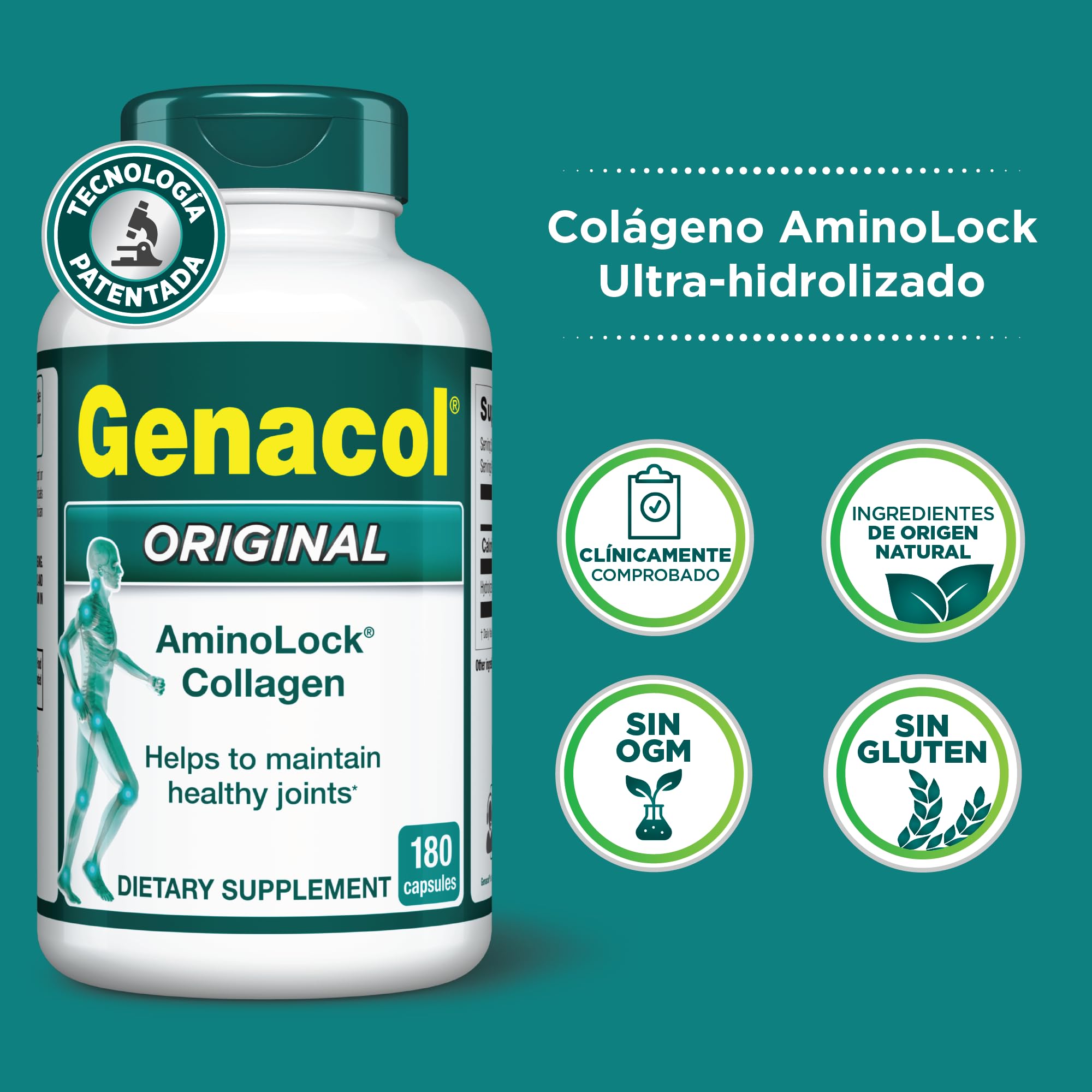 Genacol collagen pills packaging on white background