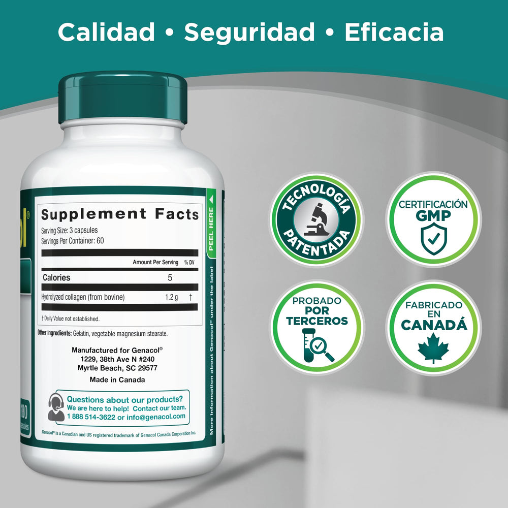 Lifestyle image showing Genacol collagen supplements on a clean surface