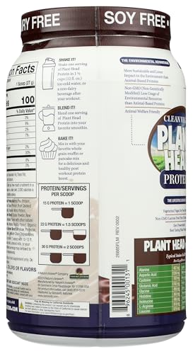 Nutritional information label on Genceutic Naturals Plant Head Protein Chocolate jar