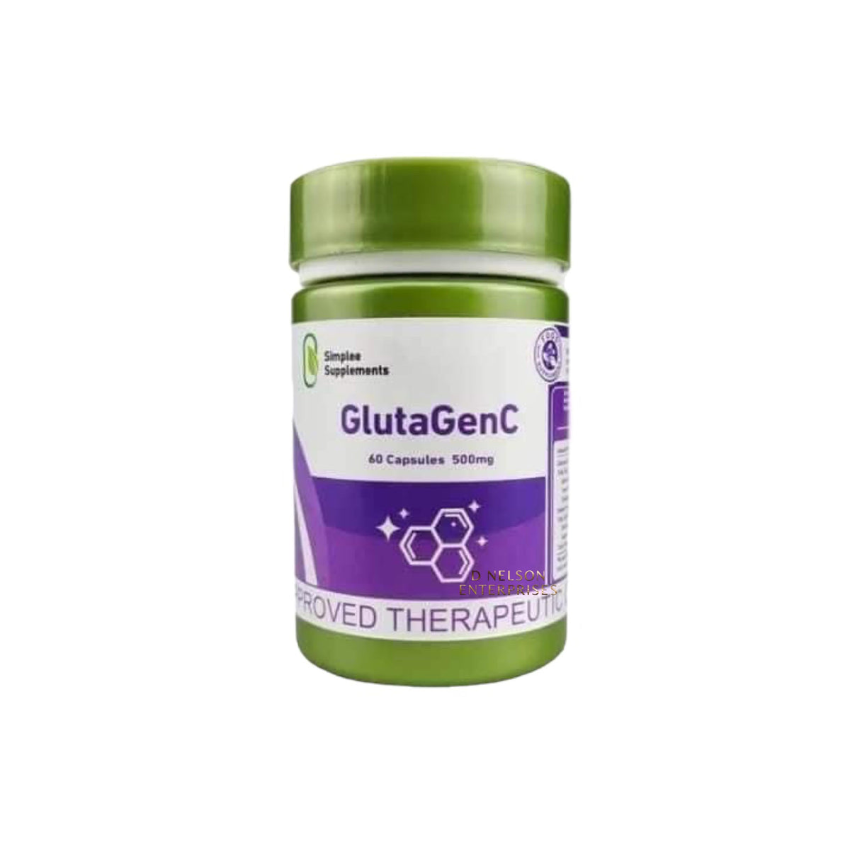 Generic Gluta GenC Glutathione Capsules bottle – front view (60-count)
