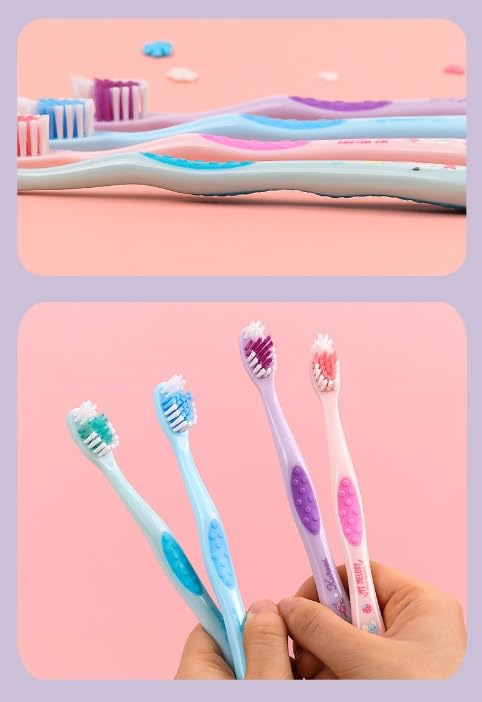 Purple toothbrushes arranged together for display